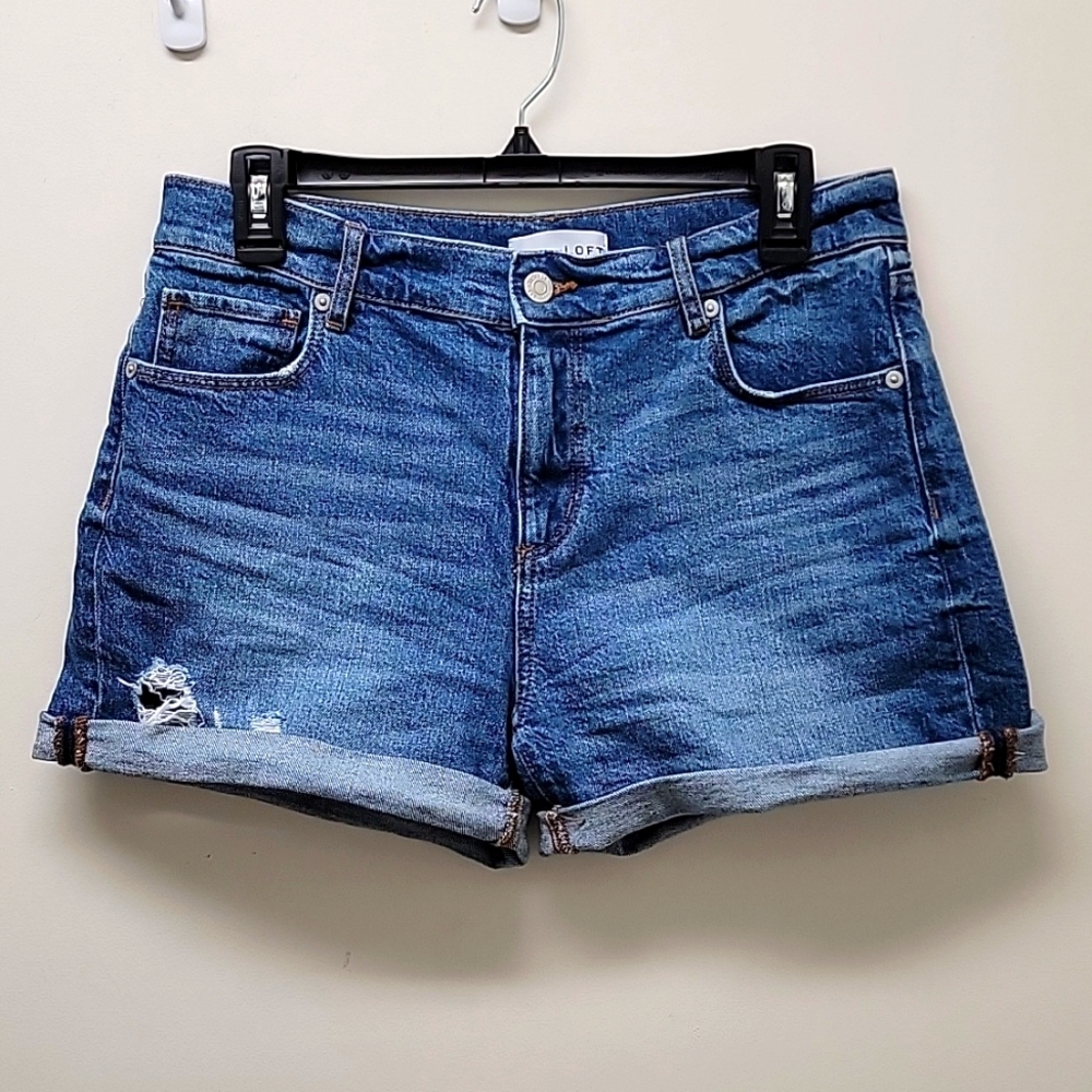 LOFT Blue Jean Cuff/Frayed Shorts - Size 4/27